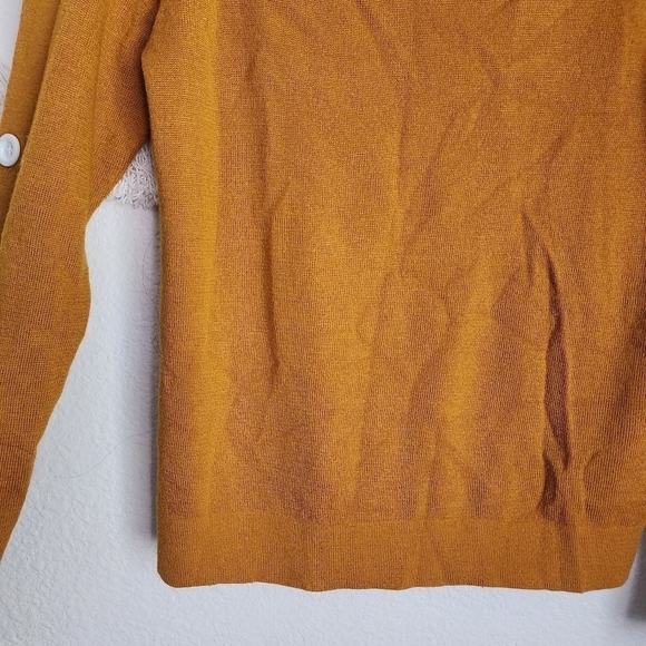 Ann Taylor Wool Blend Mustard Yellow Button Long Sleeve Sweater Top S - Picture 5 of 8